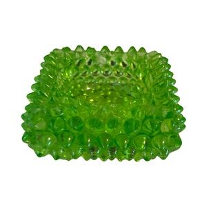 VTG Fenton Hobnail Uranian Lime Green Glass Trinket/Salt Cellar